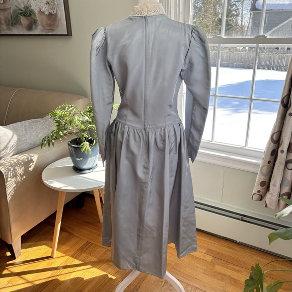 Gunne Sax by Jessica McClintock Blue Ivory Lace Vintage Dress Size 11 - Picture 6 of 15